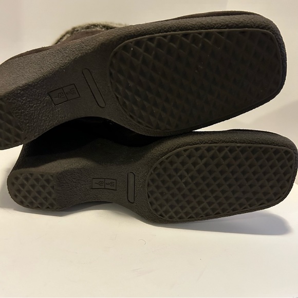 Aerosoles genuine leather suede brown faux fur cuff square toe boots size 9 fall - Picture 5 of 7